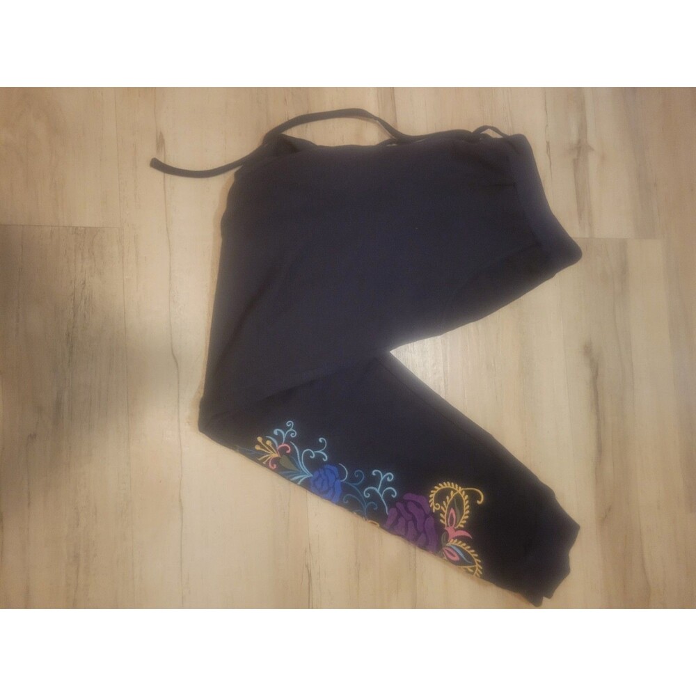 Boho Cottagecore Embroidered Blue Sweatpants NWT Sz XS